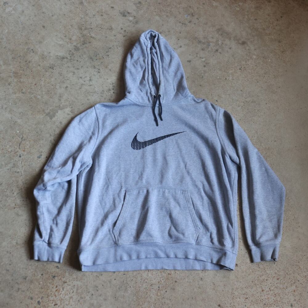 Nike Gray Pullover Hoodie XXL Black Swoosh Graphic Sweatshirt